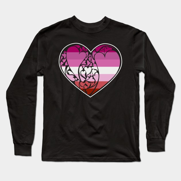 Lipstick Lesbian Pride Flag LGBT+ Heart Long Sleeve T-Shirt by aaallsmiles